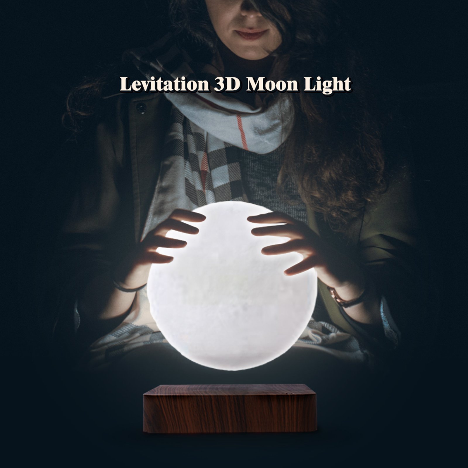 3D LED Moon Night Light Wireless Magnetic Levitating Rotating